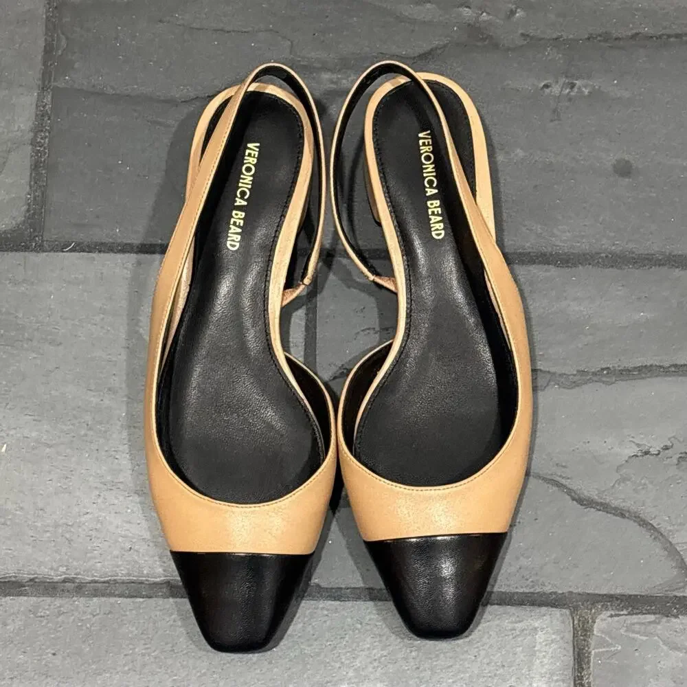 Veronica Beard Cecile Leather Cap Slingback - 6.5M